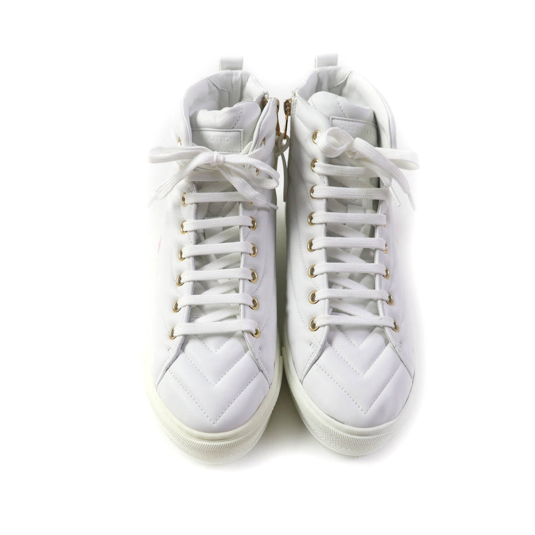 LOUIS VUITTON High cut sneakers Main: Leather white Stellar Line Women 37.5 Used Authentic