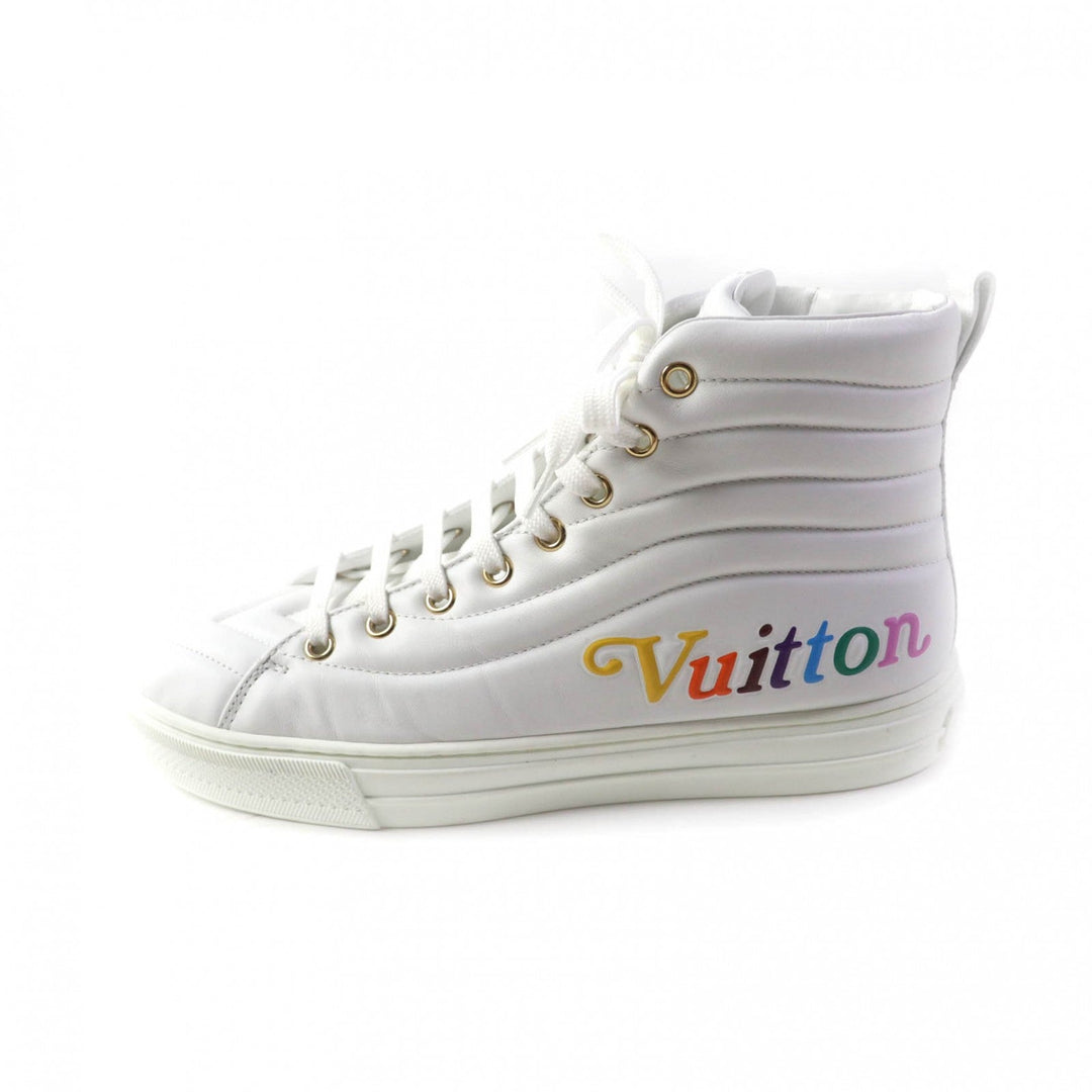 LOUIS VUITTON High cut sneakers Main: Leather white Stellar Line Women 37.5 Used Authentic