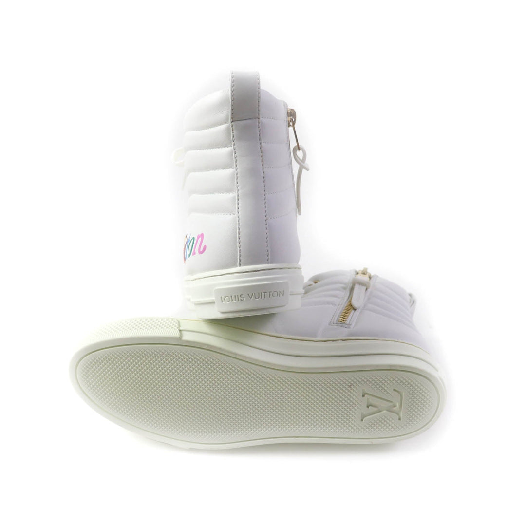 LOUIS VUITTON High cut sneakers Main: Leather white Stellar Line Women 37.5 Used Authentic