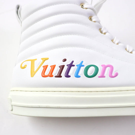 LOUIS VUITTON High cut sneakers Main: Leather white Stellar Line Women 37.5 Used Authentic
