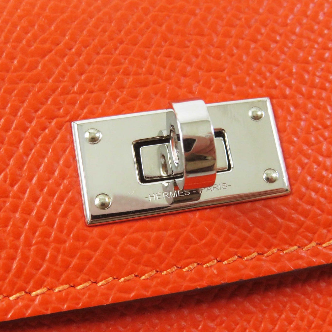 HERMES Coin case Epsom Orange Kelly Pocket Compact Women Used Authentic