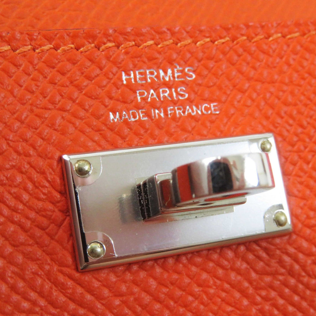 HERMES Coin case Epsom Orange Kelly Pocket Compact Women Used Authentic