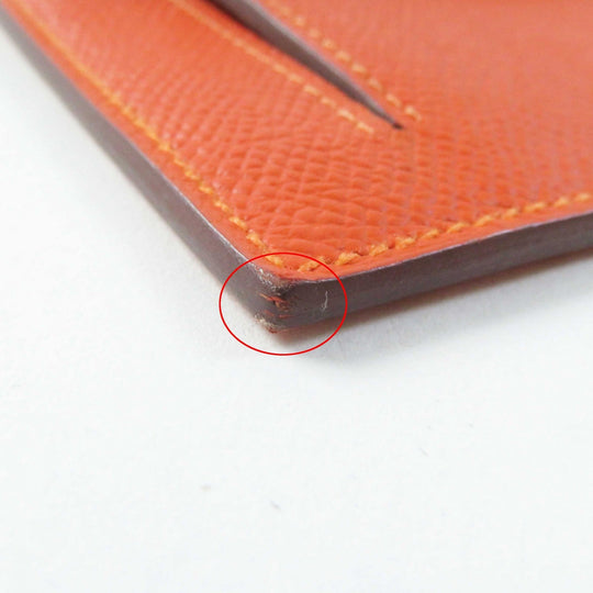 HERMES Coin case Epsom Orange Kelly Pocket Compact Women Used Authentic