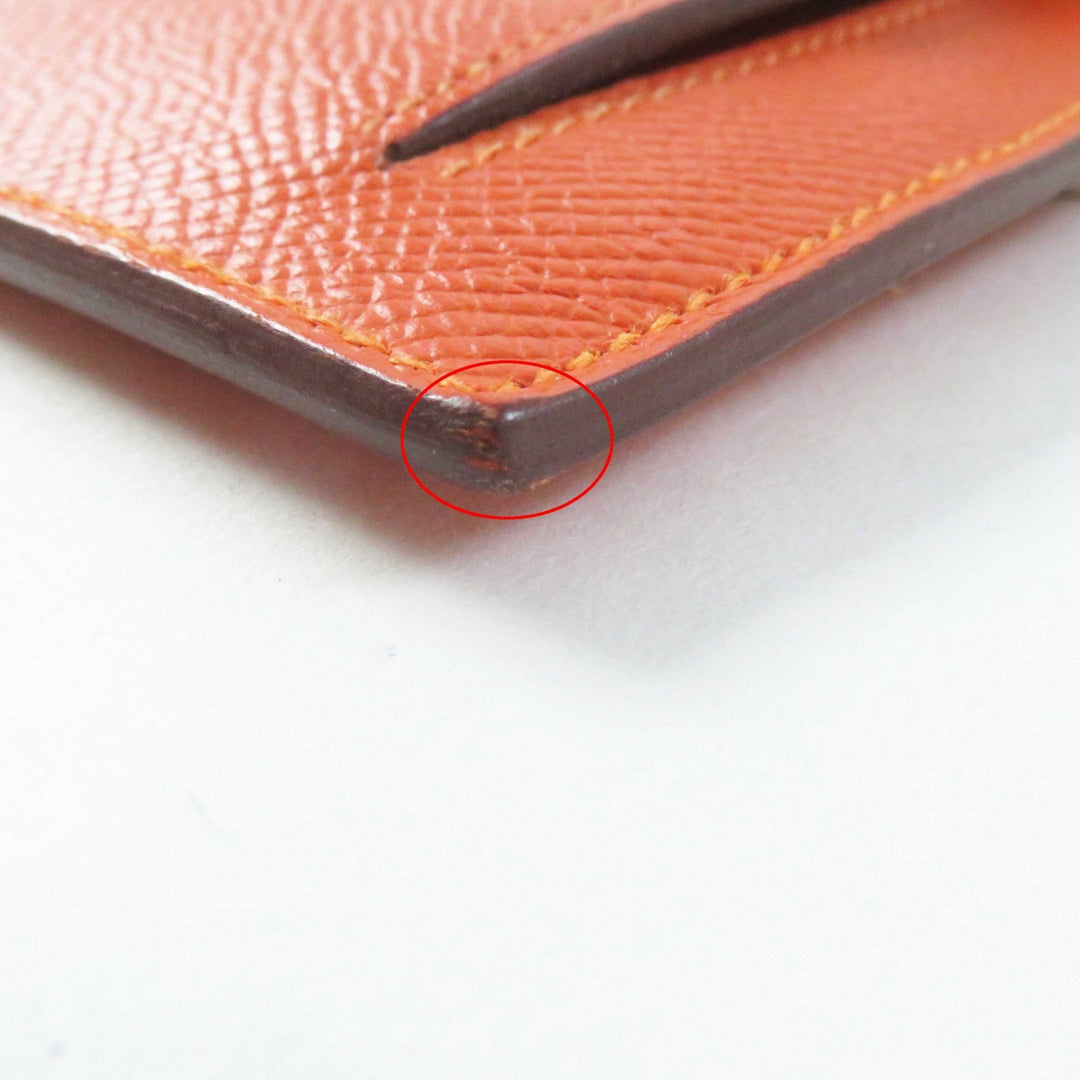 HERMES Coin case Epsom Orange Kelly Pocket Compact Women Used Authentic