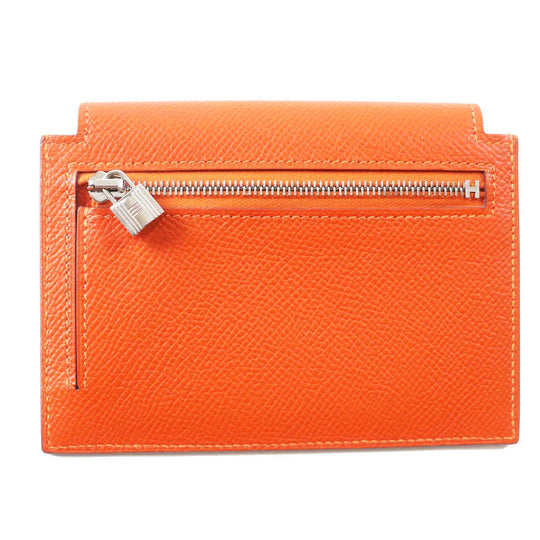 HERMES Coin case Epsom Orange Kelly Pocket Compact Women Used Authentic