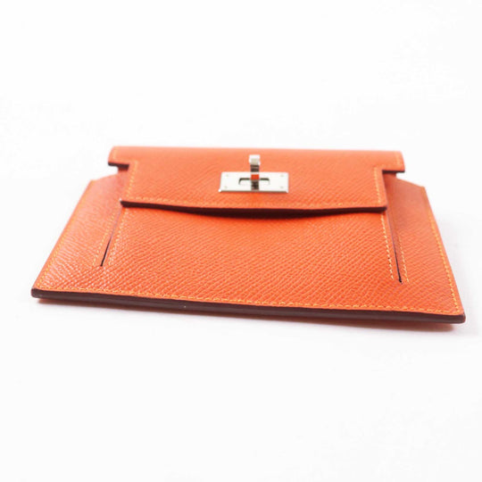 HERMES Coin case Epsom Orange Kelly Pocket Compact Women Used Authentic