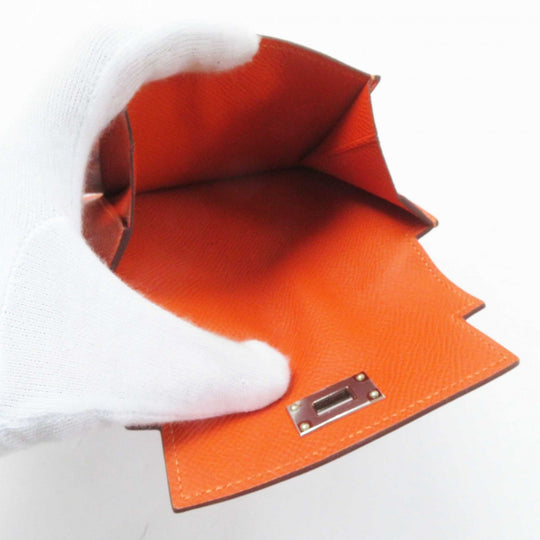 HERMES Coin case Epsom Orange Kelly Pocket Compact Women Used Authentic