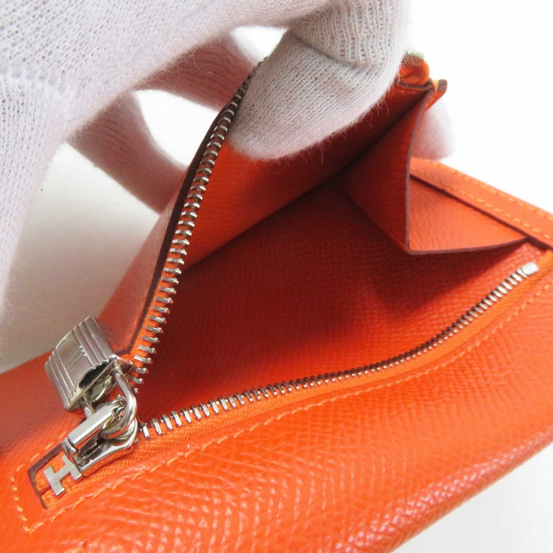 HERMES Coin case Epsom Orange Kelly Pocket Compact Women Used Authentic