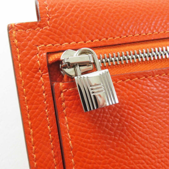 HERMES Coin case Epsom Orange Kelly Pocket Compact Women Used Authentic