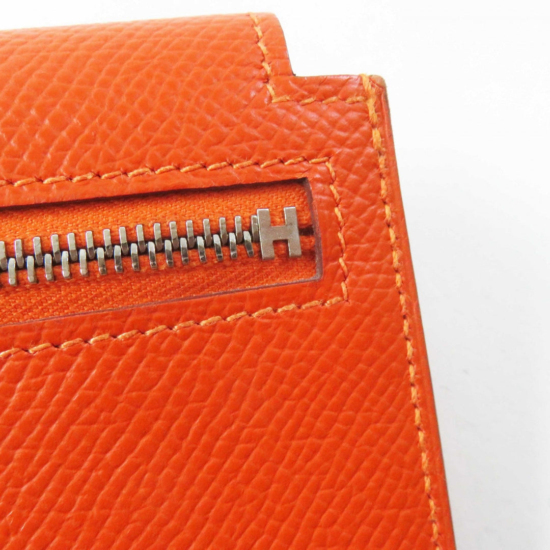 HERMES Coin case Epsom Orange Kelly Pocket Compact Women Used Authentic