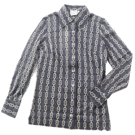 CELINE Long sleeve shirt 50% glitter, 50% SINTETICA Black beige Women 38 Used Authentic