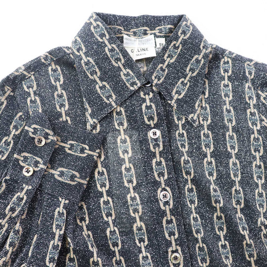 CELINE Long sleeve shirt 50% glitter, 50% SINTETICA Black beige Women 38 Used Authentic