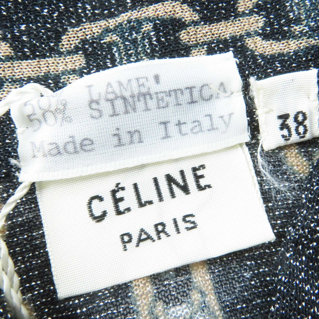 CELINE Long sleeve shirt 50% glitter, 50% SINTETICA Black beige Women 38 Used Authentic