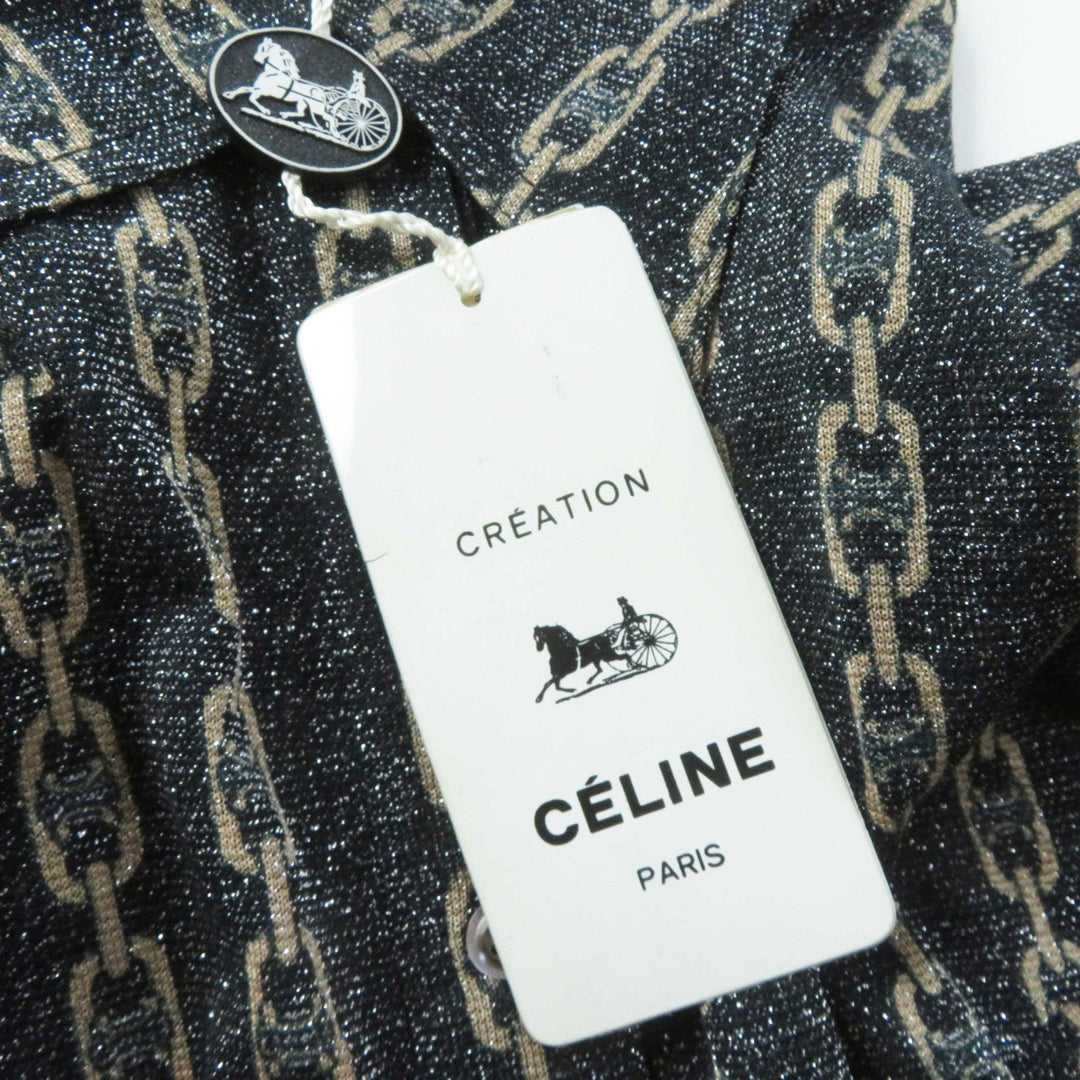 CELINE Long sleeve shirt 50% glitter, 50% SINTETICA Black beige Women 38 Used Authentic