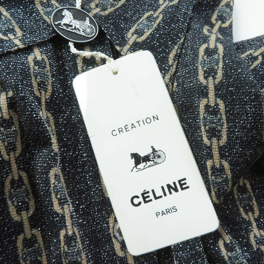 CELINE Long sleeve shirt 50% glitter, 50% SINTETICA Black beige Women 38 Used Authentic