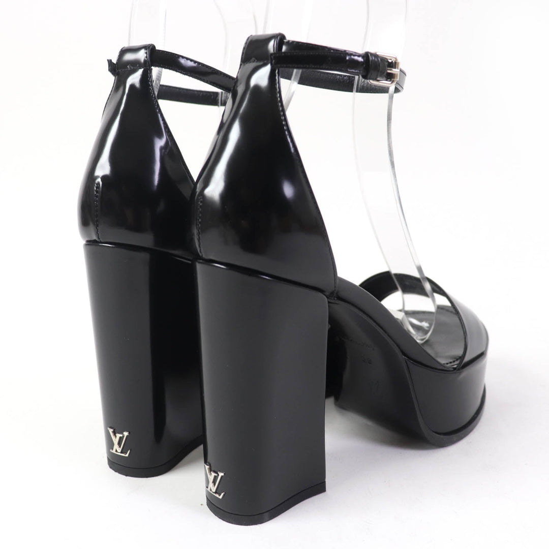 LOUIS VUITTON Sandals Main: Leather black Fame Line Women 38 Used Authentic