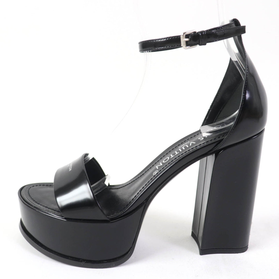 LOUIS VUITTON Sandals Main: Leather black Fame Line Women 38 Used Authentic