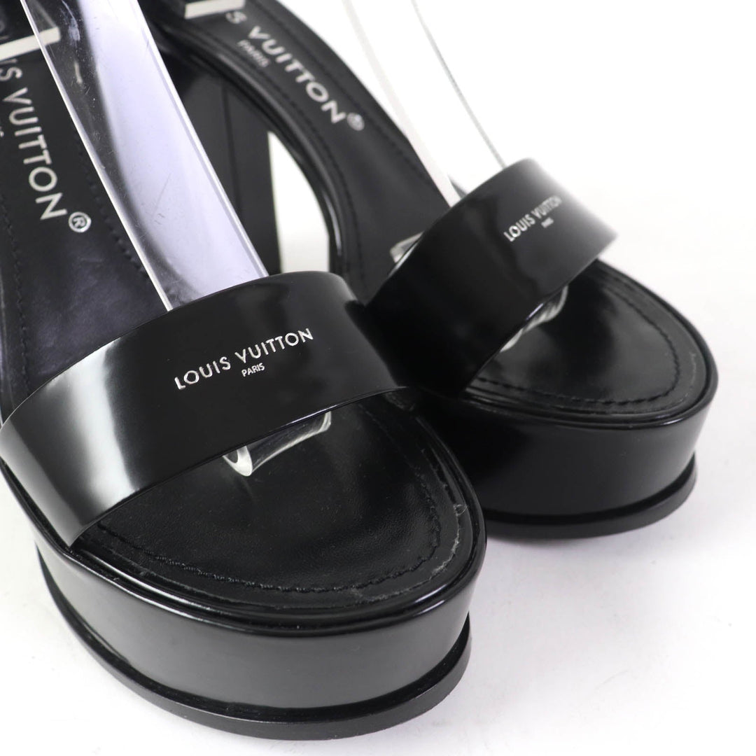 LOUIS VUITTON Sandals Main: Leather black Fame Line Women 38 Used Authentic