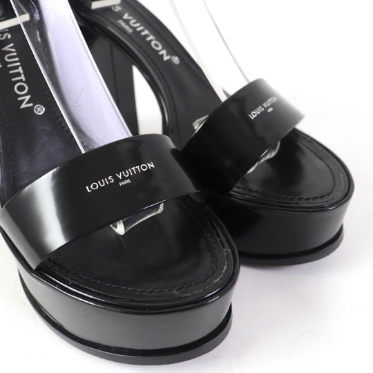 LOUIS VUITTON Sandals Main: Leather black Fame Line Women 38 Used Authentic