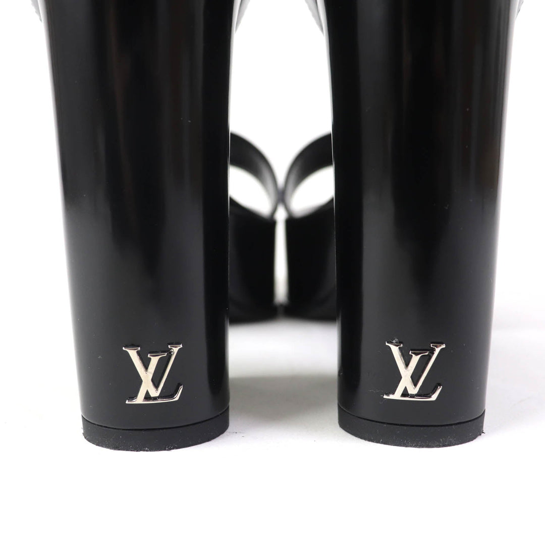LOUIS VUITTON Sandals Main: Leather black Fame Line Women 38 Used Authentic