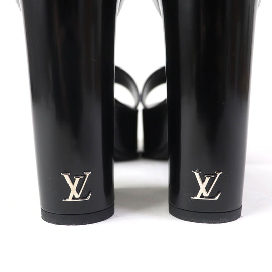 LOUIS VUITTON Sandals Main: Leather black Fame Line Women 38 Used Authentic