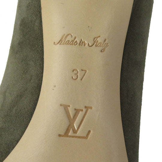 LOUIS VUITTON pumps Main: Suede leather khaki Heartbreaker Line Women 37 Used Authentic