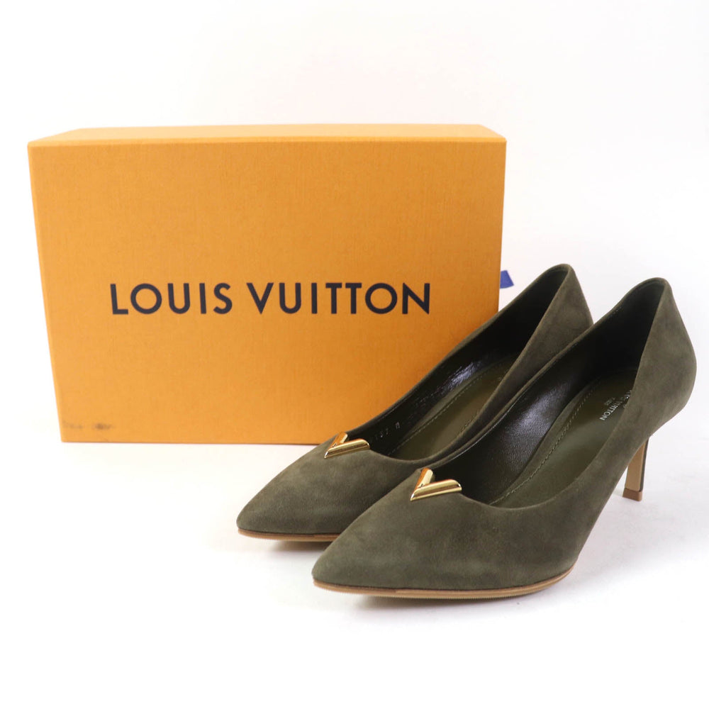 LOUIS VUITTON pumps Main: Suede leather khaki Heartbreaker Line Women 37 Used Authentic