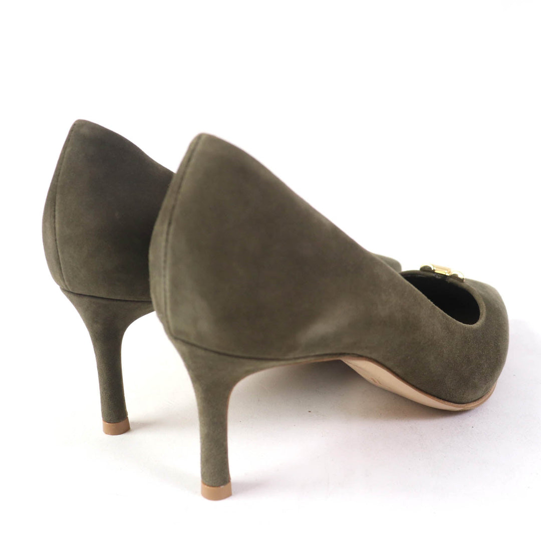 LOUIS VUITTON pumps Main: Suede leather khaki Heartbreaker Line Women 37 Used Authentic