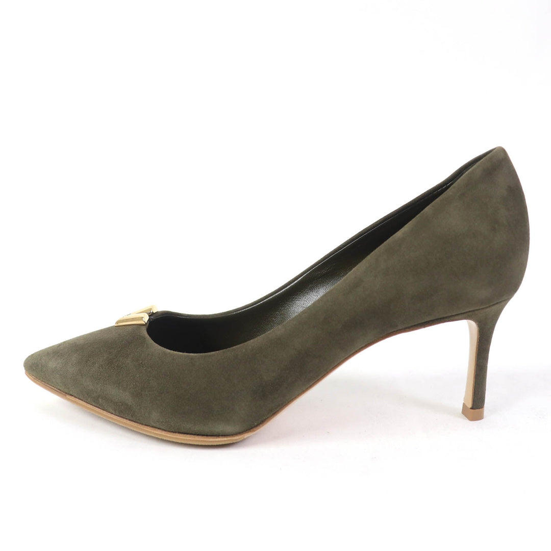 LOUIS VUITTON pumps Main: Suede leather khaki Heartbreaker Line Women 37 Used Authentic