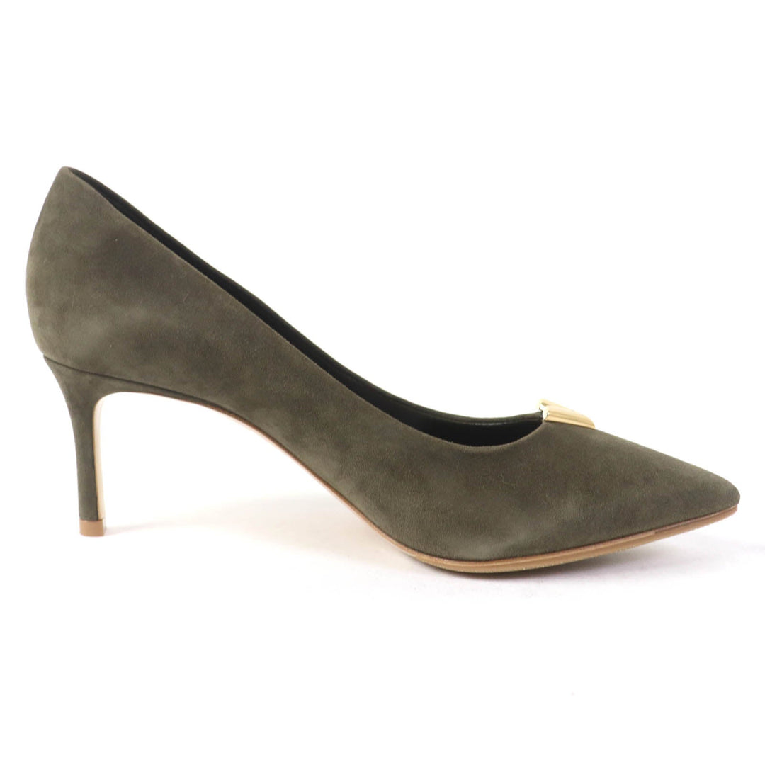 LOUIS VUITTON pumps Main: Suede leather khaki Heartbreaker Line Women 37 Used Authentic