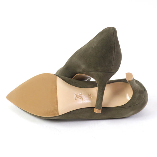 LOUIS VUITTON pumps Main: Suede leather khaki Heartbreaker Line Women 37 Used Authentic