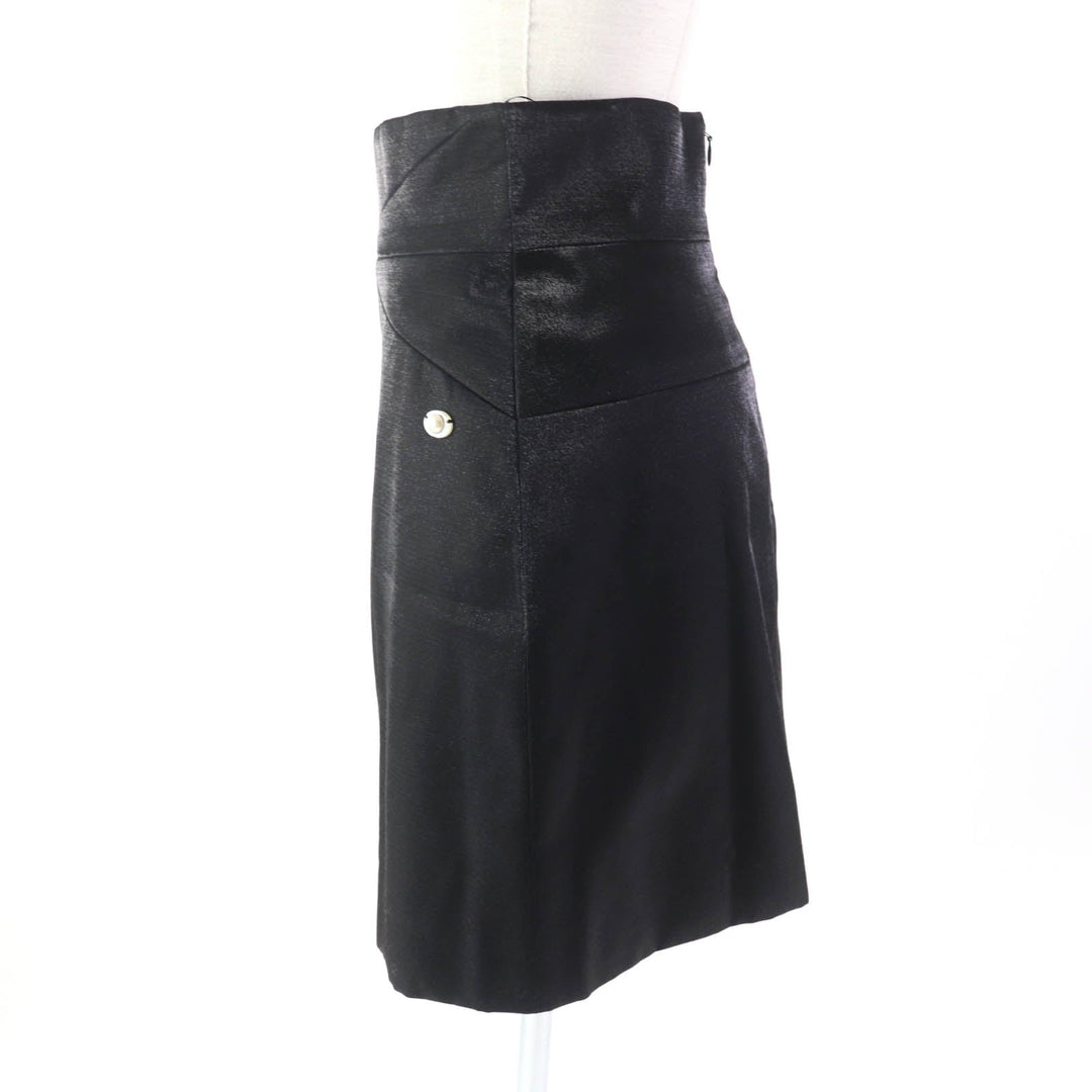 CHANEL skirt P58785 Outer: 85% wool, Outer: 15% polyester, Lining: 100% silk Black glitter Women 36 Used Authentic