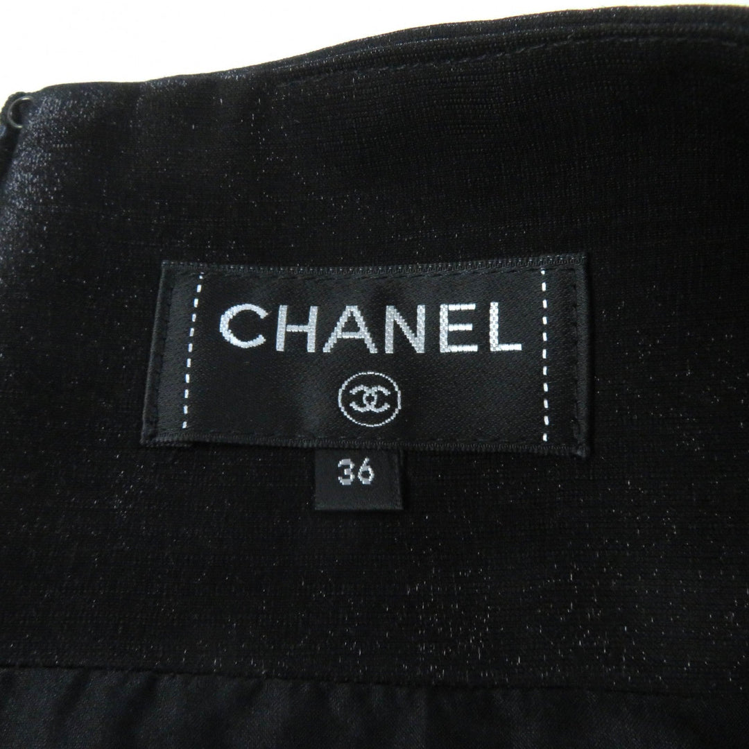 CHANEL skirt P58785 Outer: 85% wool, Outer: 15% polyester, Lining: 100% silk Black glitter Women 36 Used Authentic