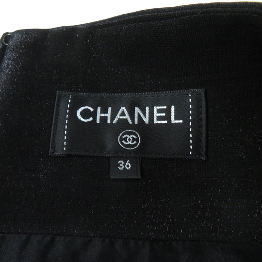 CHANEL skirt P58785 Outer: 85% wool, Outer: 15% polyester, Lining: 100% silk Black glitter Women 36 Used Authentic