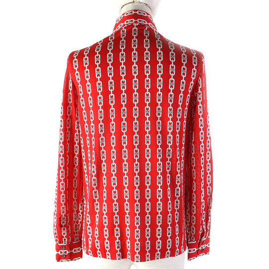 CELINE Long sleeve shirt Main: 100% cotton Red white Women 36 Used Authentic