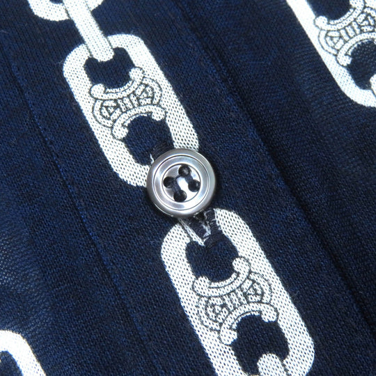 CELINE Long sleeve shirt Main: 100% cotton Navy white Women 38 Used Authentic