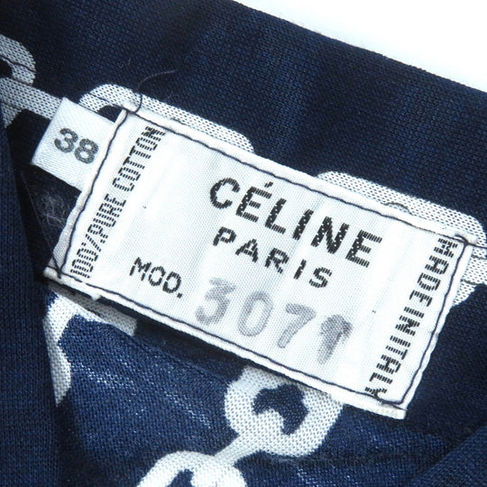 CELINE Long sleeve shirt Main: 100% cotton Navy white Women 38 Used Authentic