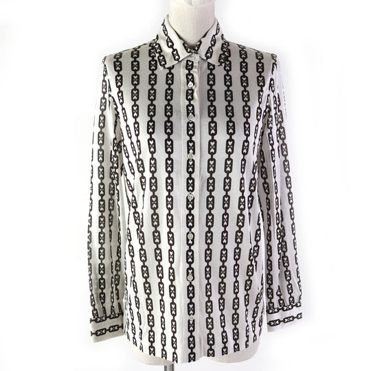 CELINE Long sleeve shirt Main: 100% cotton Off White Dark Brown Women 40 Used Authentic