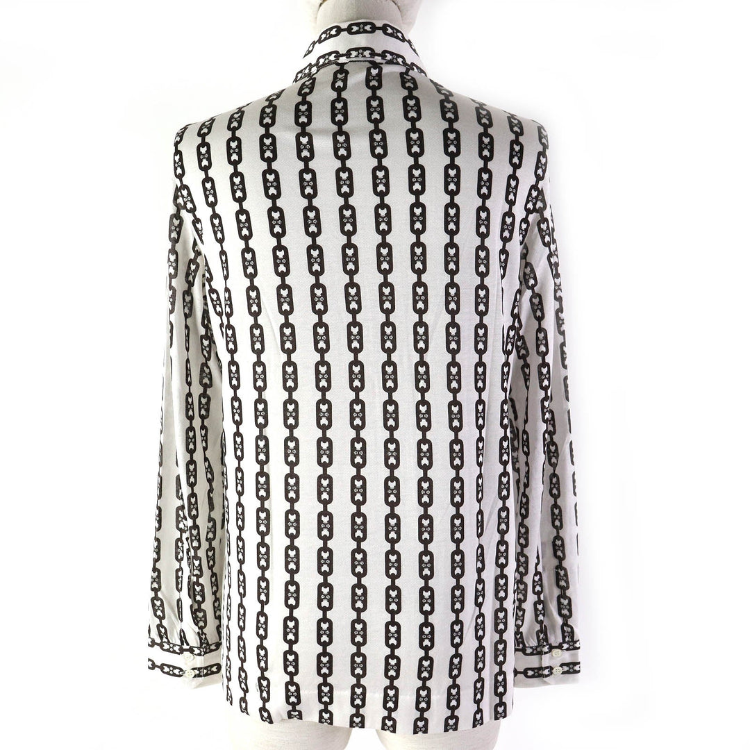 CELINE Long sleeve shirt Main: 100% cotton Off White Dark Brown Women 40 Used Authentic