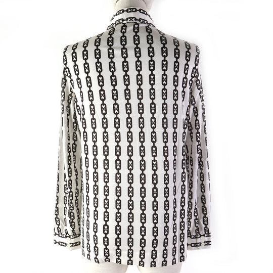 CELINE Long sleeve shirt Main: 100% cotton Off White Dark Brown Women 40 Used Authentic