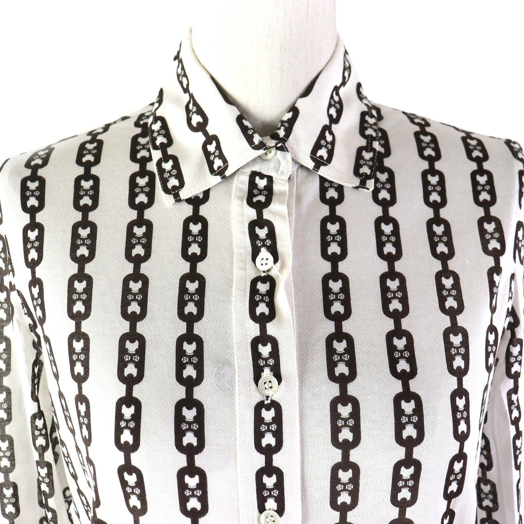 CELINE Long sleeve shirt Main: 100% cotton Off White Dark Brown Women 40 Used Authentic