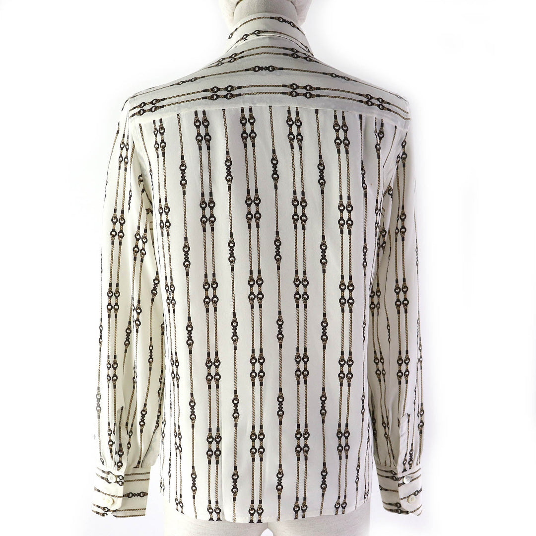 CELINE Long sleeve shirt Main: 100% silk Off-white Brown type Women 38 Used Authentic