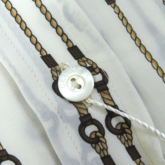 CELINE Long sleeve shirt Main: 100% silk Off-white Brown type Women 38 Used Authentic