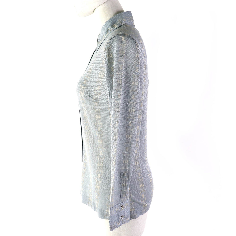 CELINE Long sleeve shirt 50% glitter, 50% SINTETICA Blue Gray Beige Women 42 Used Authentic