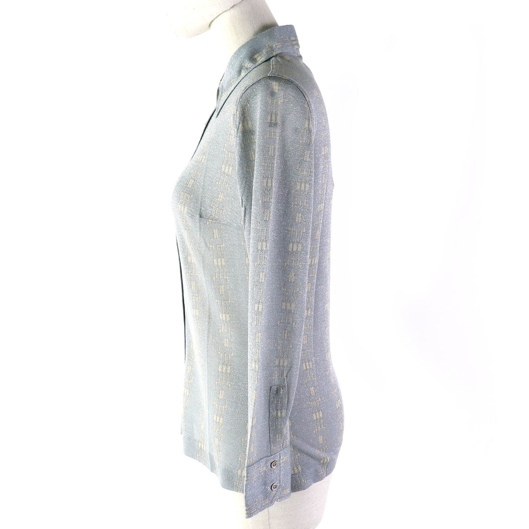 CELINE Long sleeve shirt 50% glitter, 50% SINTETICA Blue Gray Beige Women 42 Used Authentic