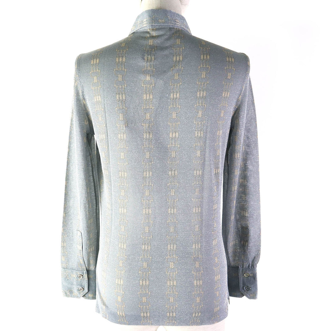 CELINE Long sleeve shirt 50% glitter, 50% SINTETICA Blue Gray Beige Women 42 Used Authentic