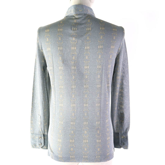 CELINE Long sleeve shirt 50% glitter, 50% SINTETICA Blue Gray Beige Women 42 Used Authentic