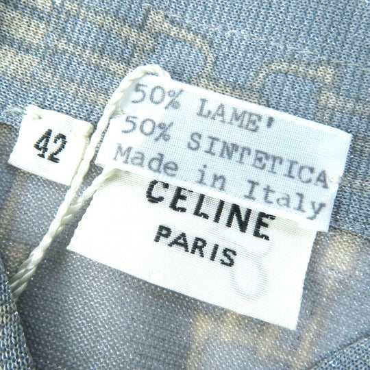 CELINE Long sleeve shirt 50% glitter, 50% SINTETICA Blue Gray Beige Women 42 Used Authentic