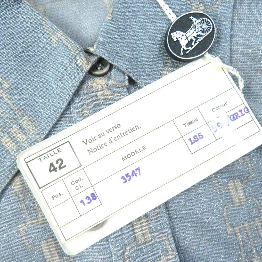 CELINE Long sleeve shirt 50% glitter, 50% SINTETICA Blue Gray Beige Women 42 Used Authentic