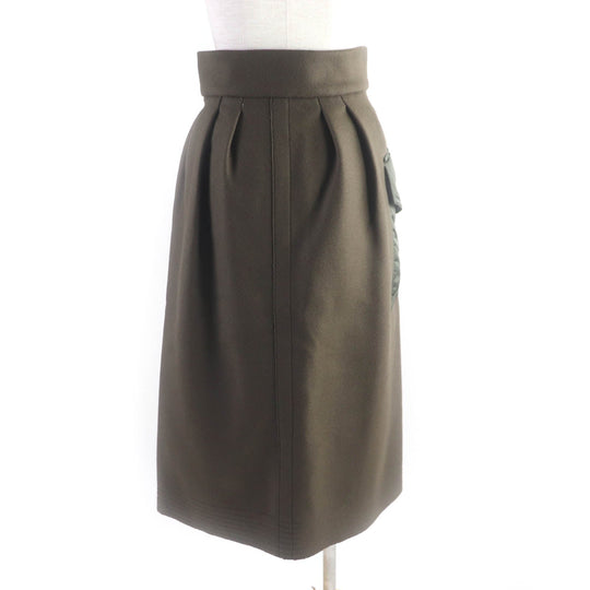 MONCLER Wrap skirt Outer: 75% wool, Outer: 25% nylon, Lining: 56% acetate, Lining: 44% rayon, Part: 100% nylon khaki GONNA Women 40 Used Authentic
